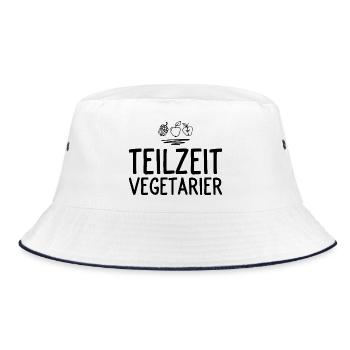 Vegetarier - Bucket Hat - Weiß/Navy - Vorne