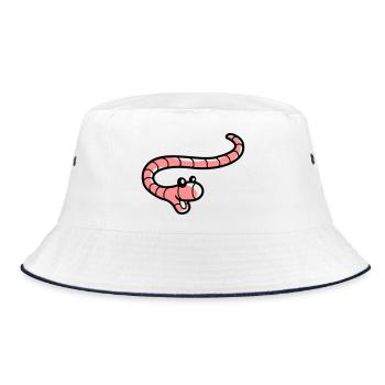 Fröhlicher kleiner Wurm - Bucket Hat - Weiß/Navy - Vorne