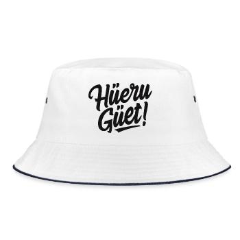 Wallis Valais - Mundart - Schweizerdeutsch - Bucket Hat - Weiß/Navy - Vorne