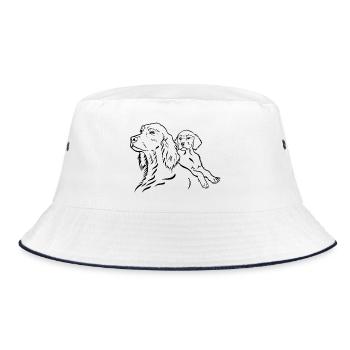 Setter with puppy - Bucket Hat - white/navy - Front