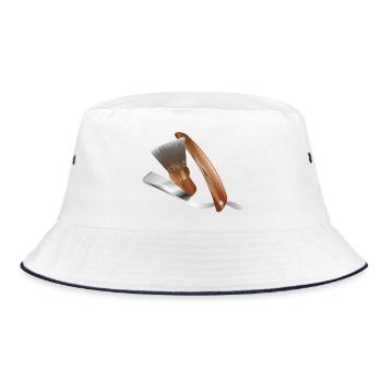 classic razor and shaving brush - Bucket Hat - white/navy - Front