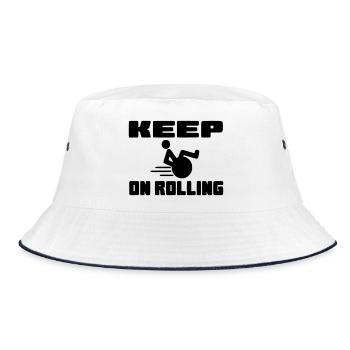 Fahren Sie mit Ihrem Rollstuhl weiter # - Bucket Hat - Weiß/Navy - Vorne