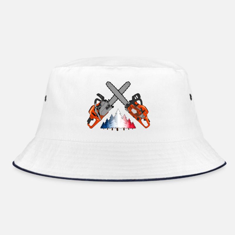 Kettensäge - Frankreich - Bucket Hat - Weiß/Navy