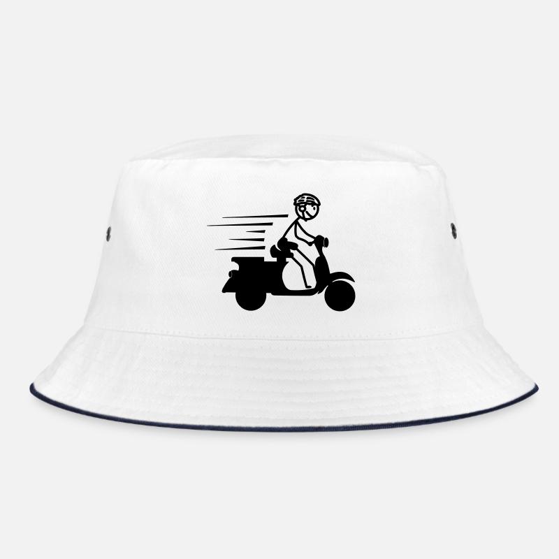 Roller mit Jungen-Strichmännchen - Bucket Hat - Weiß/Navy
