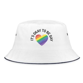 Es ist in Ordnung, schwul zu sein - Bucket Hat - Weiß/Navy - Vorne