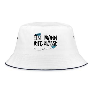 Ein Mann mit Klasse - (schwarz) - Bucket Hat - Weiß/Navy - Vorne