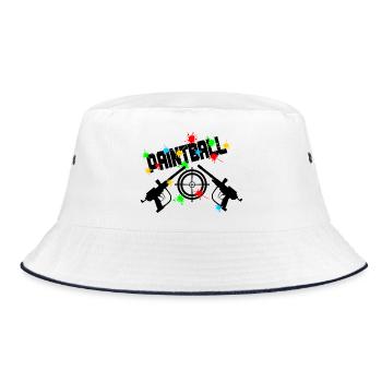 Paintball target with two guns - Bucket Hat - white/navy - Front
