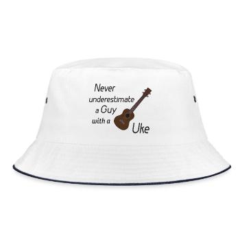 Never underestimate a guy with a Uke! schwarz - Bucket Hat - Weiß/Navy - Vorne