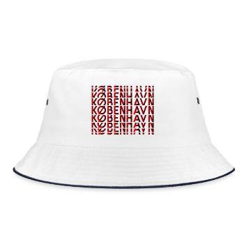 Copenhagen Neon Typography Pattern - Bucket Hat - white/navy - Front