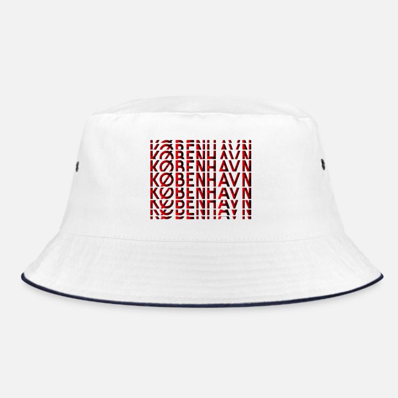 Kopenhagen Neon Typografie Muster - Bucket Hat - Weiß/Navy