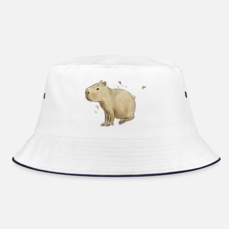 Capybara - Bucket Hat - Weiß/Navy