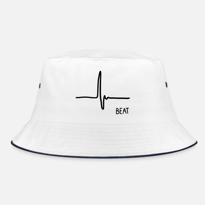 Herzschlag - Bucket Hat - Weiß/Navy