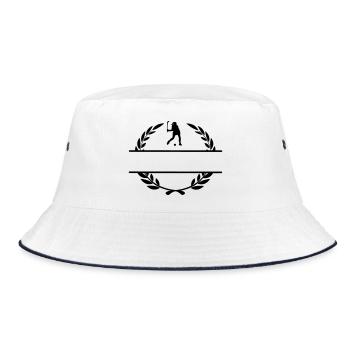Fille de hockey en monogramme de couronne de laurier - Bob - blanc/marine - Devant