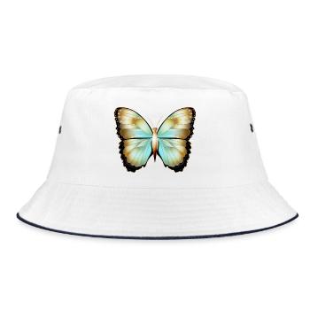 Papillon scintillant en or dessiné à la main - Bob - blanc/marine - Devant