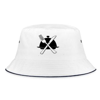 Bowl with knife and fork - Bucket Hat - white/navy - Front