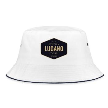 Lugano, Switzerland - Bucket Hat - white/navy - Front