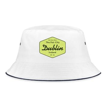 Dublin The Fair City Schild - Bucket Hat - Weiß/Navy - Vorne