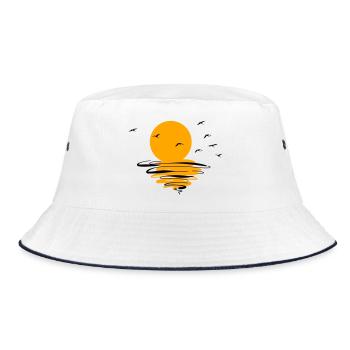 Wild Geese Cranes Spring - Bucket Hat - white/navy - Front