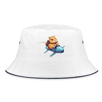 Hamster on Rocket - Funny Space Design - Bucket Hat - white/navy - Front