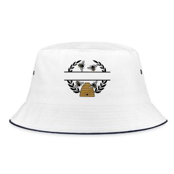 Bee banner with beehive - Bucket Hat - white/navy - Front