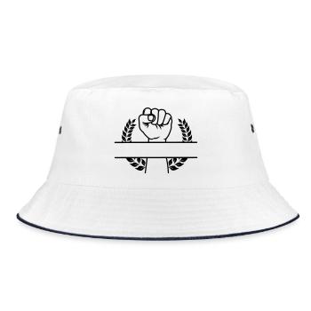Faust in lauwarmem Kranz für Text - Bucket Hat - Weiß/Navy - Vorne