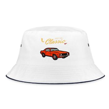 Classic Red Muscle Car Illustration - Bucket Hat - white/navy - Front
