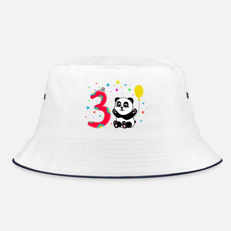 Third Birthday 3rd Year Old Panda Cute Gift Bucket Hat