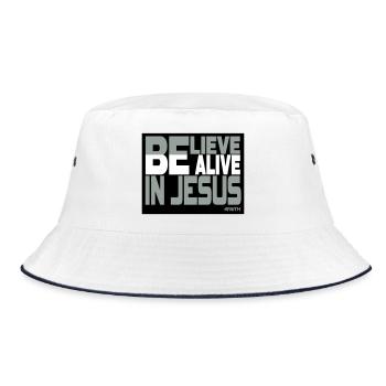 Alive through faith in Jesus - Bucket Hat - white/navy - Front