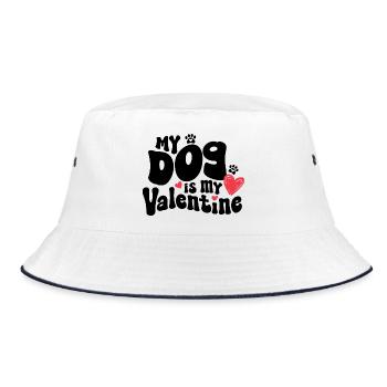 "My dog is my Valentine" / V-Day - Bucket Hat - white/navy - Front