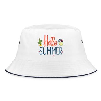 Hello Summer - Bucket Hat - white/navy - Front