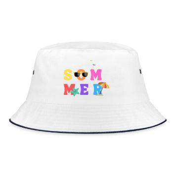 Sommer - Summer - Sommerliebe - Sonne - Sun - Bucket Hat - white/navy - Front