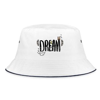 Moonlit Owl in Leafy Night - Bucket Hat - white/navy - Front