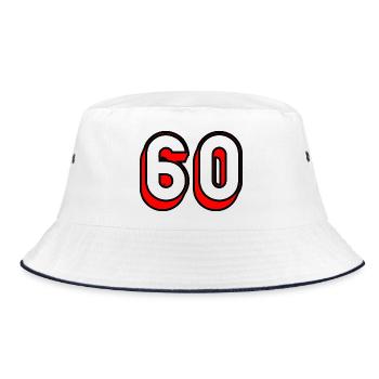 60. 60 JAHRE. 60-JÄHRIGES JUBILÄUM. 60. GEBURTSTAG. - Bucket Hat - Weiß/Navy - Vorne