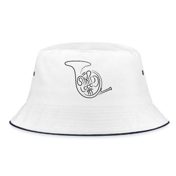 French Horn Drawing - Bucket Hat - white/navy - Front