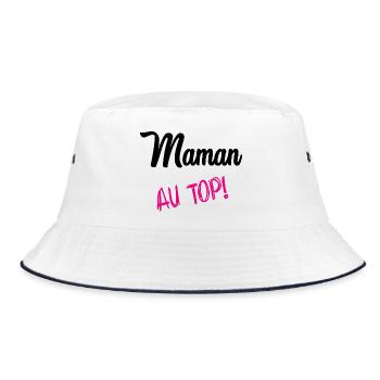 MAMA AN DER SPITZE - Bucket Hat - Weiß/Navy - Vorne