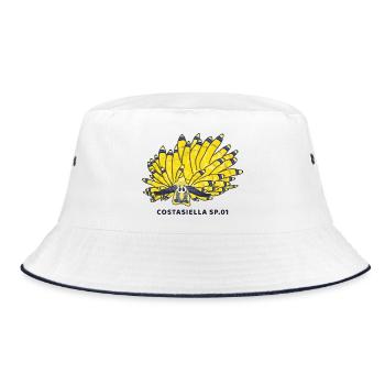 Sea snail, sapsucker, Costasiella sp.01 - Bucket Hat - white/navy - Front