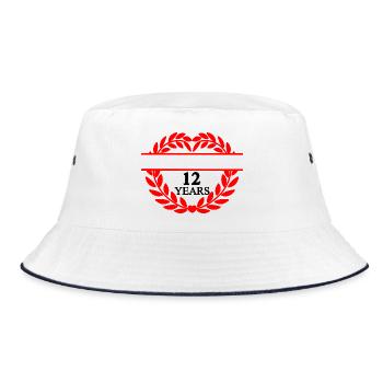 Name banner twelve years, heart laurel wreath - Bucket Hat - white/navy - Front