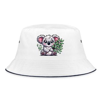 The cute koala with a eucalyptus bouquet - Bucket Hat - white/navy - Front