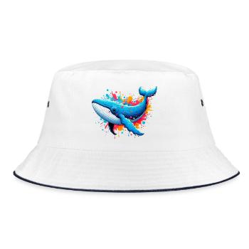 Wal - Bucket Hat - Weiß/Navy - Vorne
