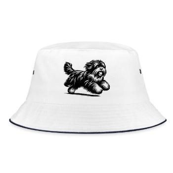 Tibet Terrier - Bucket Hat - Weiß/Navy - Vorne