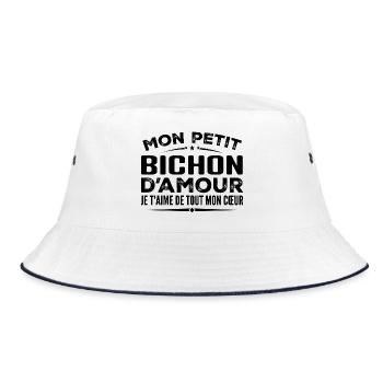 Cadeau bichon d'amour je t'aime de tout mon cœur - Bob - blanc/marine - Devant