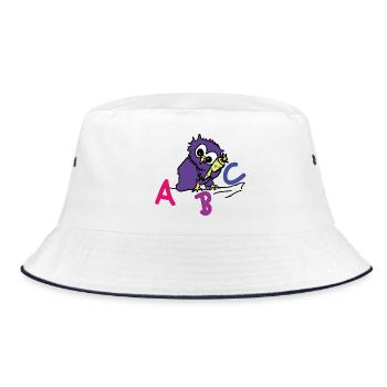 ABC Eule - Bucket Hat - Weiß/Navy - Vorne