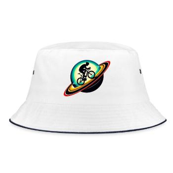 Cyclist on Saturn - Bucket Hat - white/navy - Front