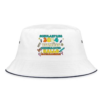 Eltern Schulkind Grundschule Erste Klasse Einschul - Bucket Hat - Weiß/Navy - Vorne