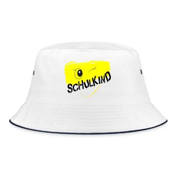 Bääm Schulkind 2025 Relaxed Fit Unisex Organic - Bucket Hat - Weiß/Navy - Vorne