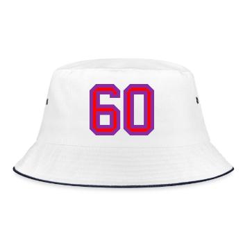 60. 60 JAHRE. 60-JÄHRIGES JUBILÄUM. 60. GEBURTSTAG. - Bucket Hat - Weiß/Navy - Vorne