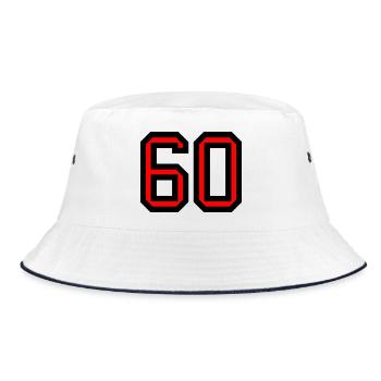 60. 60 JAHRE. 60-JÄHRIGES JUBILÄUM. 60. GEBURTSTAG. - Bucket Hat - Weiß/Navy - Vorne