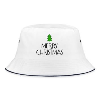 Merry Christmas with Christmas tree - Bucket Hat - white/navy - Front