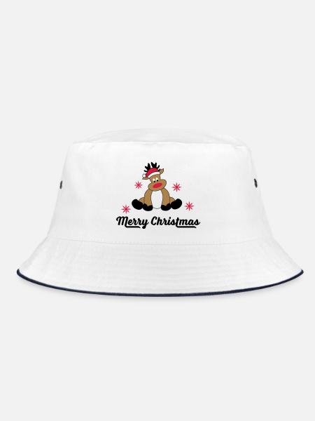 Merry Christmas Greetings - Bucket Hat - white/navy - Front