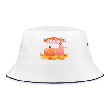 Kürbis Saison - Farbige Illustration mit Text - Bucket Hat - Weiß/Navy - Vorne